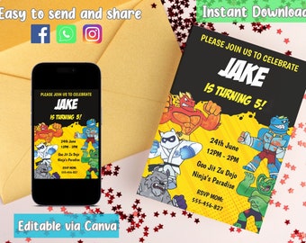 Goo Jit Zu Birthday Party Invitations - Printable Template - Editable invitation.