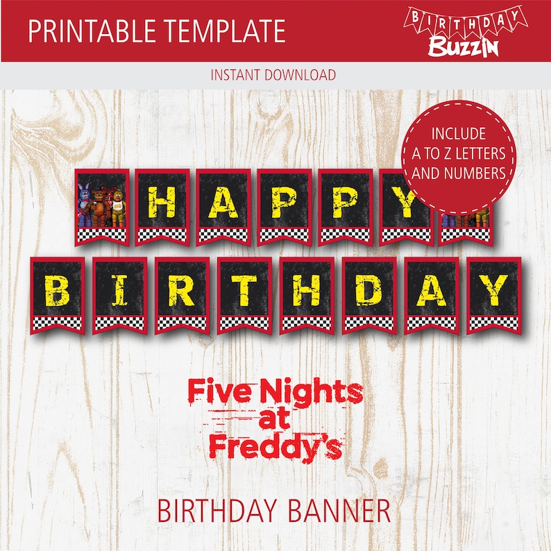 Five Nights at Freddy's Birthday Party Printables Pack - Etsy