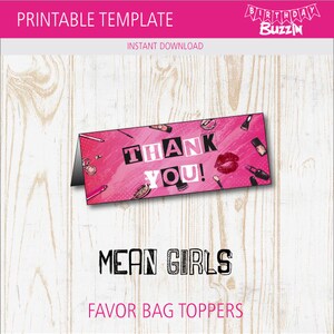 Mean Girls Bag Toppers - Party Favors, printable, Goodie Bag, Treat Toppers, Vorlage etc Sofortiger download