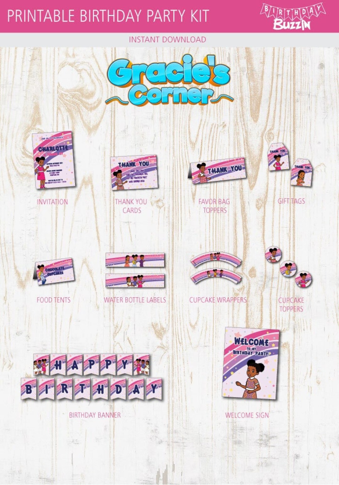 Gracie's Corner Birthday Party Printables Pack- Decorations W ...