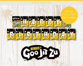 Goo Jit Zu Birthday Banner - Party Decoration, Template, Printable, Instant DL