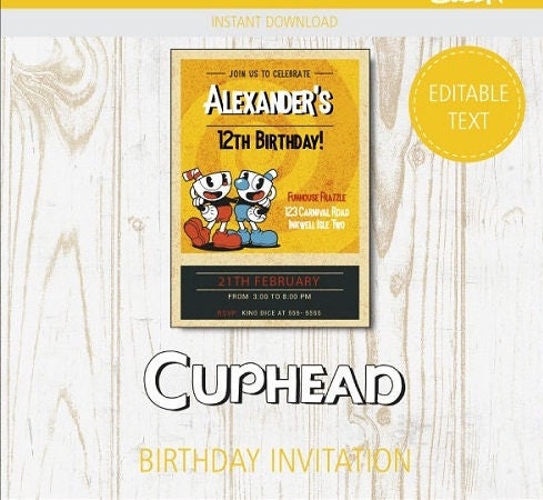Cuphead Birthday Party Printables Pack Decorations W/ - Etsy