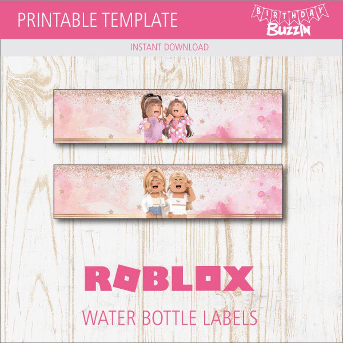 Pink Roblox Girl Birthday Party Printables Pack Decorations - Etsy