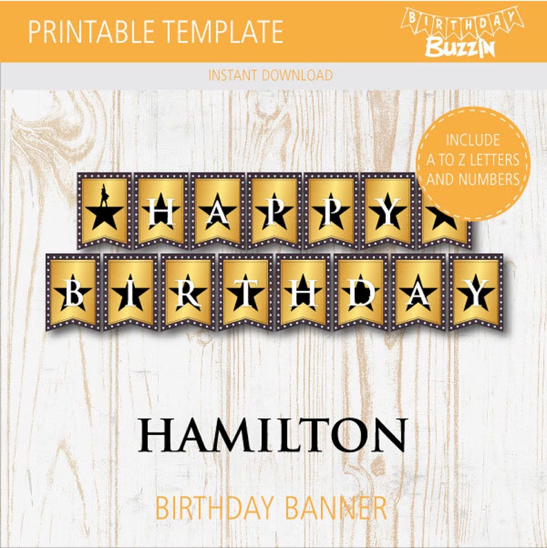 Hamilton Birthday Banner - Party Decoration, Template, Printable, Happy ...
