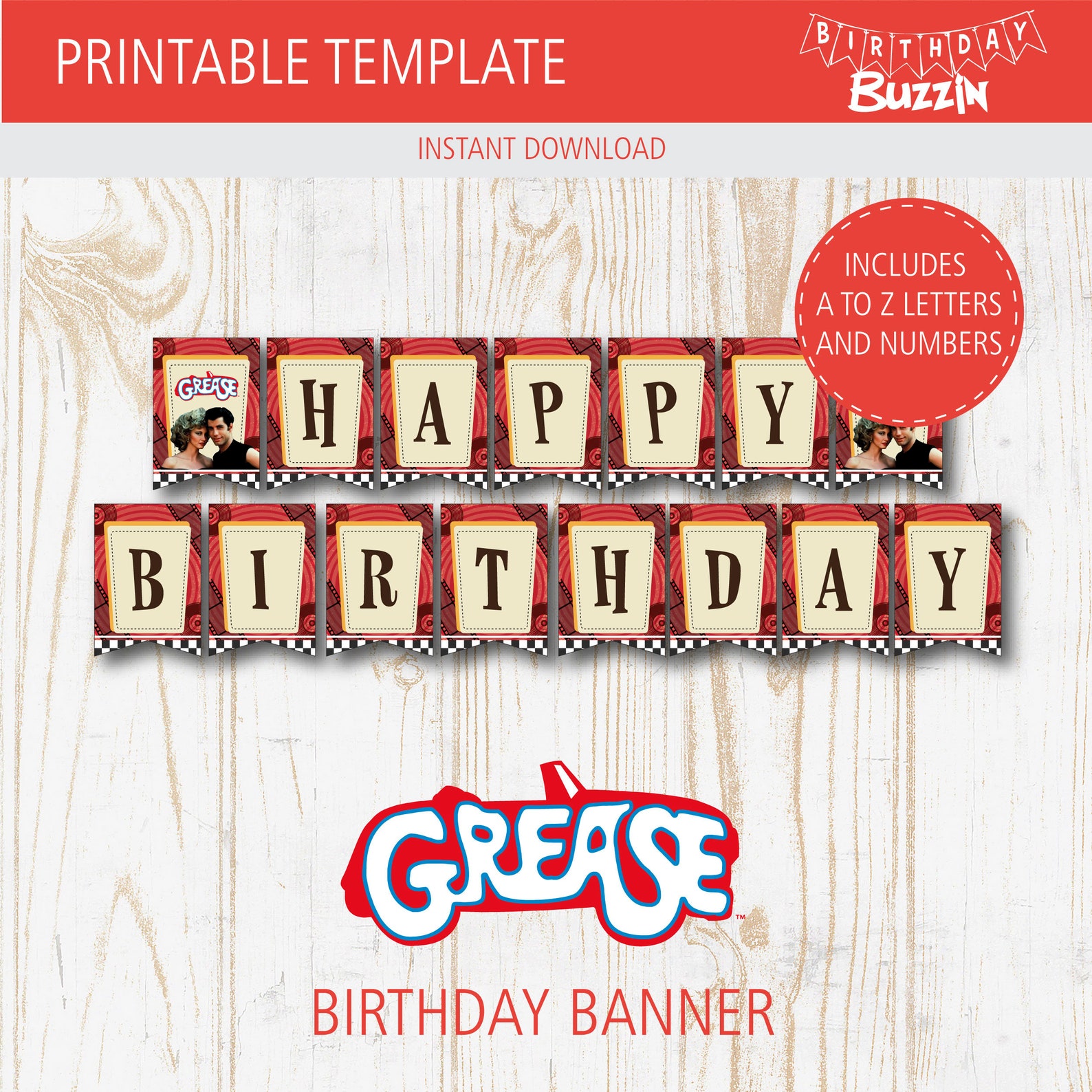 Grease Birthday Party Printables Pack Decorations W/ Etsy
