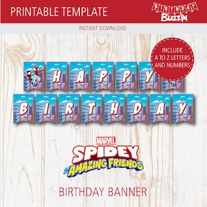 Spidey and His Amazing Friends Birthday Banner - Party Decoration, Template, Printable, Instant DL
