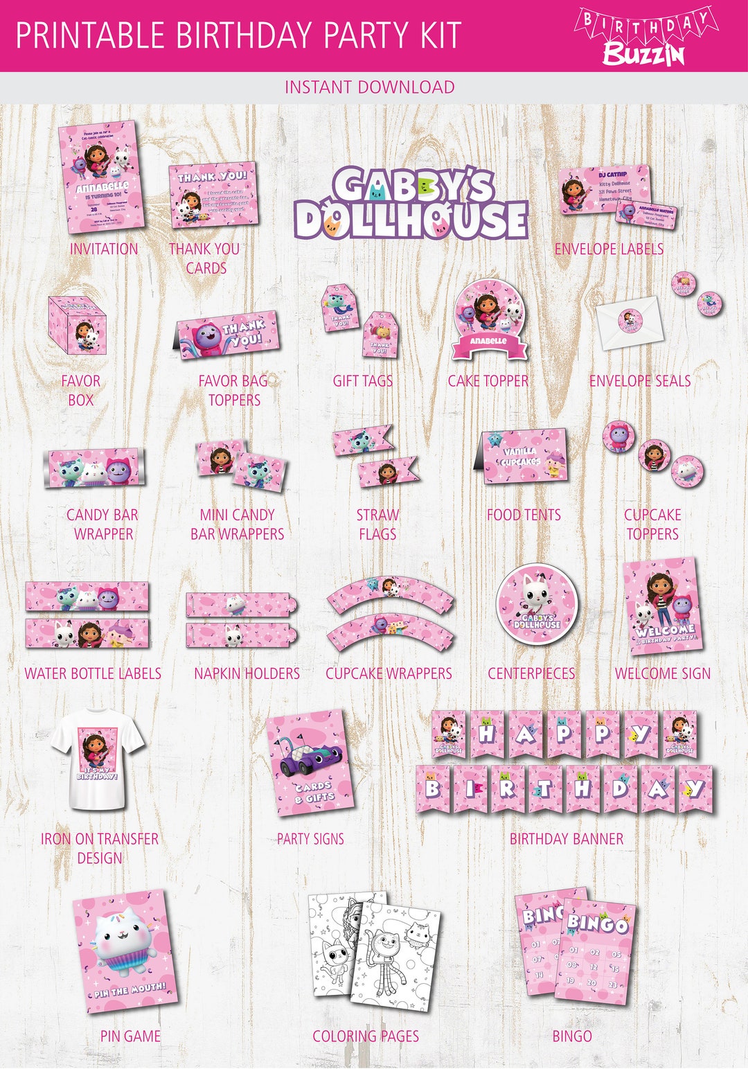 Instant Download Gabby Dollhouse BANNER HAPPY BIRTHDAY, Digital Pancarta  Feliz Cumpleaños Gabby La Casa De Muñecas 