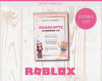 ROBLOX GIRL BIRTHDAY INVITATION Template