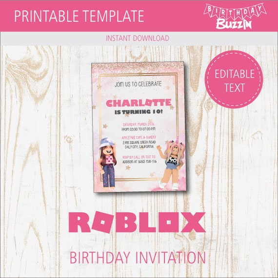 10 FREE Roblox Girl Invitations Templates for Birthdays