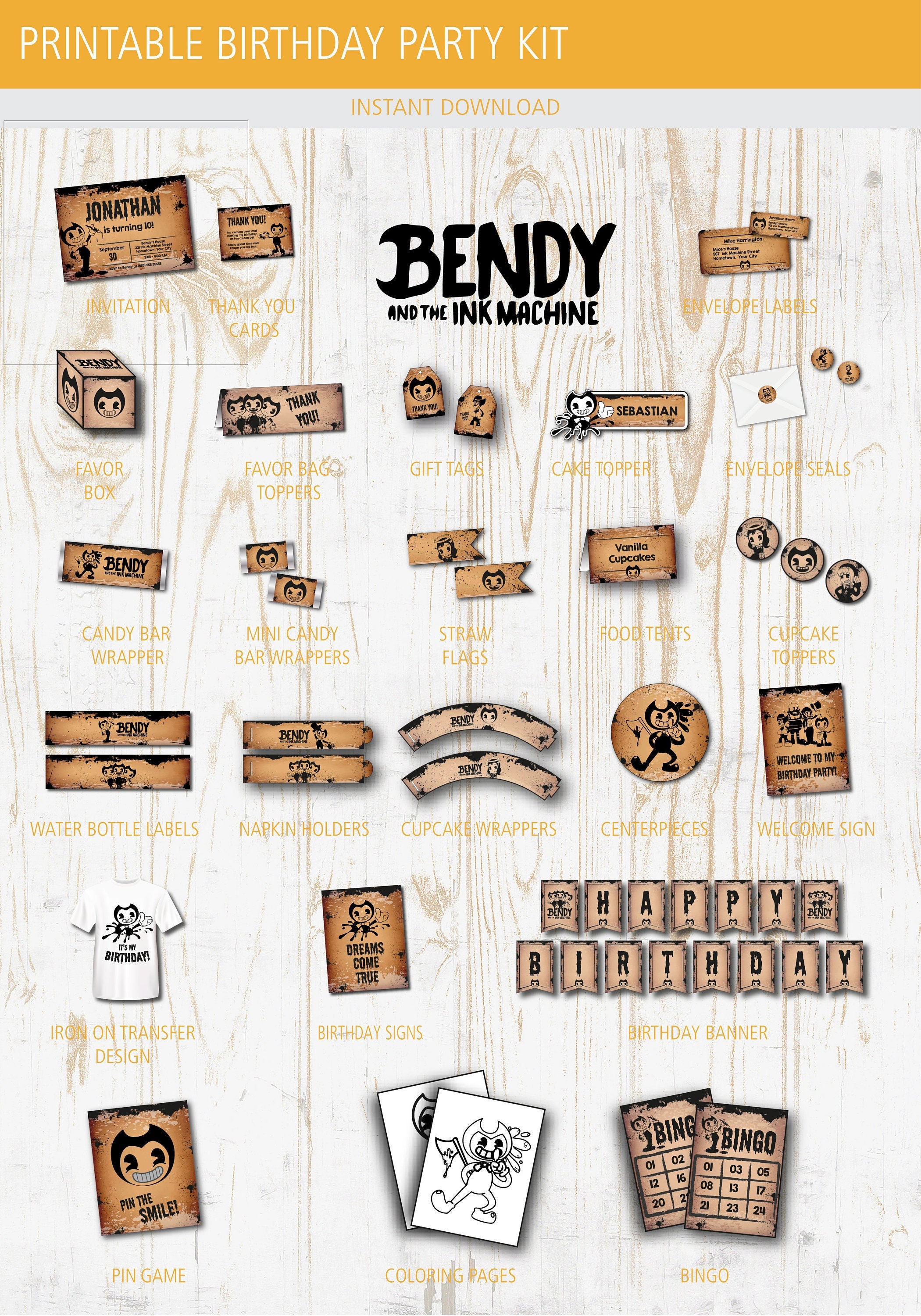 Bendy Ink Machine Themed Birthday Poster 16 X 20 40x50cm 