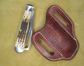 Equestrian Horse Folding Knife Sheath, Handmade  For 4 inch 2 blade Trapper Equestrian  Style Pocket Knife Sheaths for men or women.