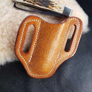 Etui pour couteau pliant pour cheval équestre, fait main pour étuis de couteau de poche de style équestre de trappeur à 2 lames pour homme ou femme.