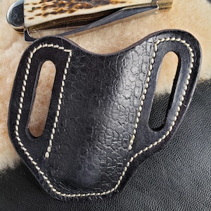 Gaine de couteau de trappeur en cuir équestre - Étui EDC de style trappeur de 4 po. pour le camping à l'extérieur, cadeau unique fait main pour cadeau d'amour de cheval