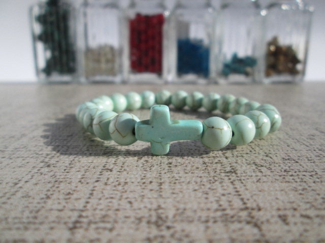 Sideway Cross Bead Bracelet Gift Christian Sideways Cross Mens Cross Bracelet Faith Bracelet Christian Jewelry Baptism Gift Dad
