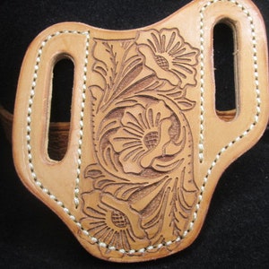 Etui pour couteaux pliant équestre usiné, fait main pour étuis de couteaux de poche de style équestre de trappeur à 2 lames pour hommes ou femmes.