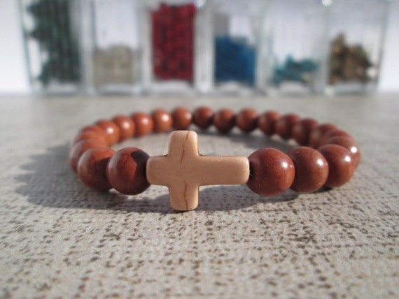 Beaded sideways cross bracelet shop