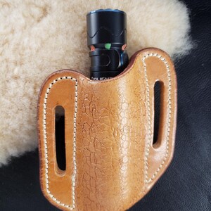 Olight Warrior Leather Flash Light Sheath Handmade Flashlight Leather Holster Belt Carrier For.91 inch, 23 MM Round Lights Sheaths For Gifts