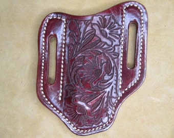 Tooled Equestrian Folding Knife Sheath, Handmade  For 4 inch 2 blade Trapper Equestrian Style Pocket Knife Sheaths for men or women.