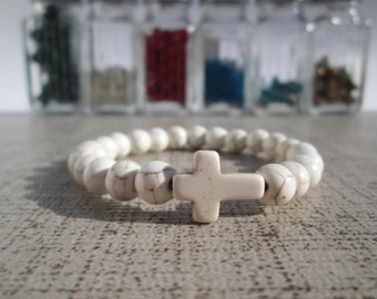 Sideway Cross Bead Bracelet. Embrace Your Faith with Elegance, Gift Christian Sideways Cross Men and Women's  Faith Gift Bracelet Christian