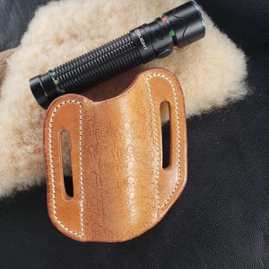 Olight Warrior Leather Flash Light Sheath, Handmade Flashlight Holster Belt Carrier For.91 inch, 23 MM Round Lights Sheaths For Men or Women