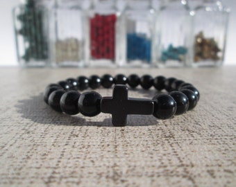 Sideway Cross Bead Bracelet. Embrace Your Faith with Elegance, Gift Christian Sideways Cross Men and Women's  Faith Gift Bracelet Christian