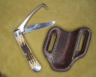 Equestrian Folding Knife Sheath, Handmade  For 4 inch 2 blade Trapper Equestrian Style Pocket Knife Sheaths for men or women.