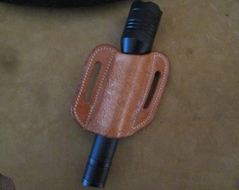 Leather Flash Light Sheath, Handmade Flashlight Holster Belt Carrier For 1 inch, 25 MM Round Lights Sheaths For Men or Women.