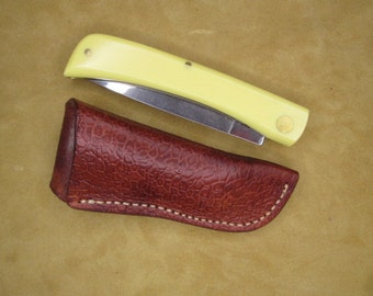 Folding Knife Sheath, Handmade  For Case Sodbuster, Sod Buster Style Pocket Hunting Knife Sheaths for men or women.