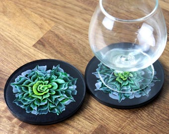 Dessous de verre en résine verte : verres botaniques époxy 3D