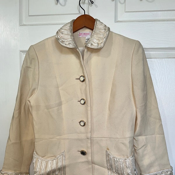 1980s Averardo Bessi women’s vintage blazer coat cream medium made in Italy