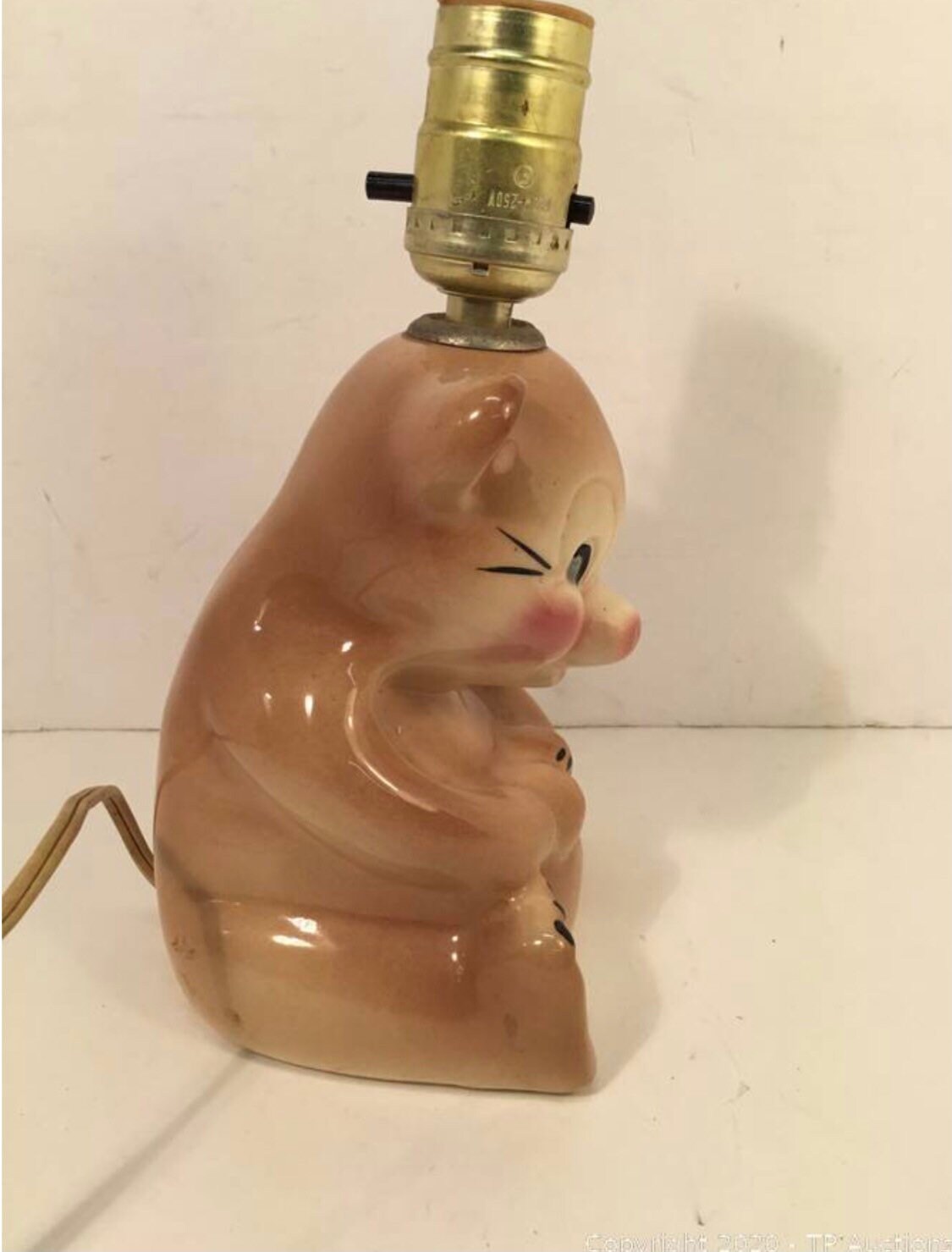 Vintage 40s 50s mid century brown ceramic teddy bear lamp Etsy