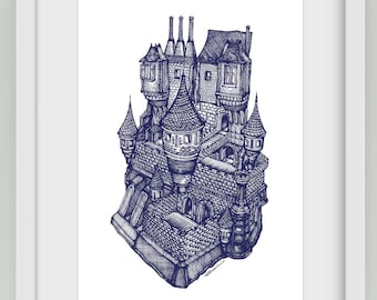 Moving Castle in Prague - digital art print