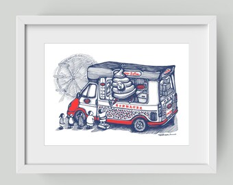 Happiness Hong Kong Ice-cream Truck - digital art print