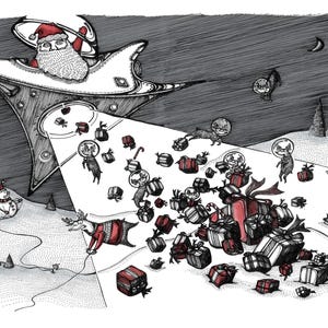 Weihnachtstrilogie - Geschenk des Glücks - Erhältlich als Postkarte, Grußkarte & Original Kunstdruck