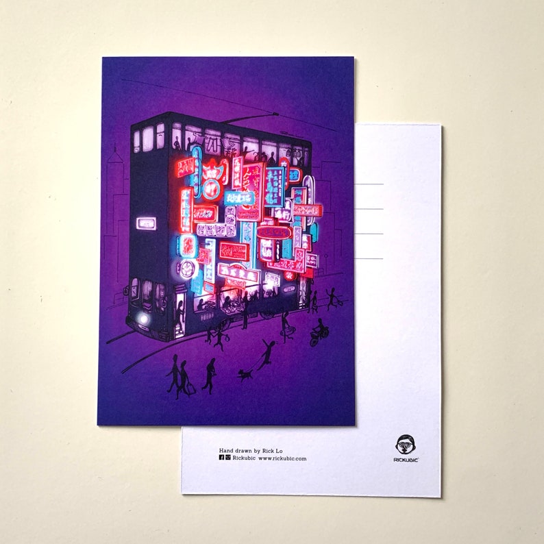 Neon Space-time Hong Kong digital art print with AR image 3