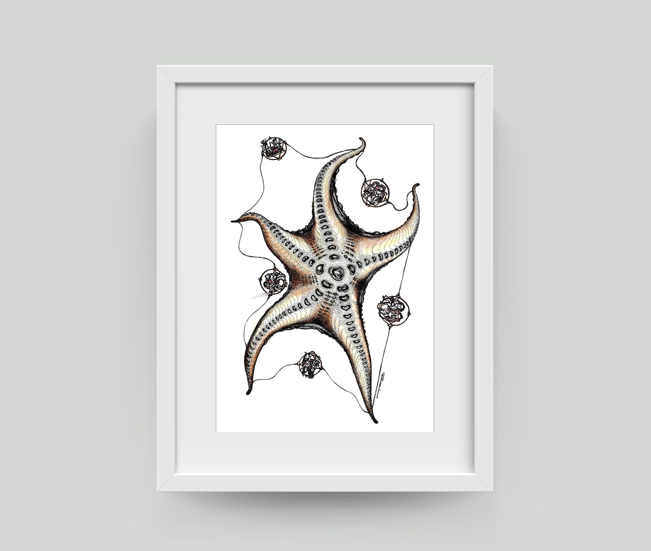 Zero Gravity of Starfish - digital art print