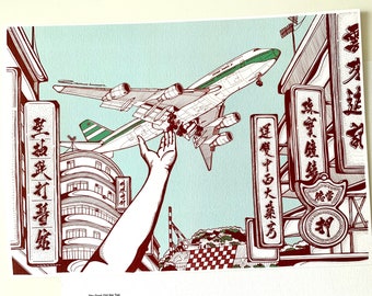 Good Old Kai Tak, Hong Kong - digital art print with AR
