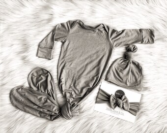 newborn gown tie bottom