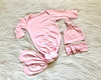 baby gown that ties at the bottom
