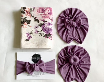purple swaddle set