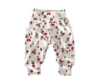 Floral Baby Leggings: Red Ditsy Print, Soft Knit Pants
