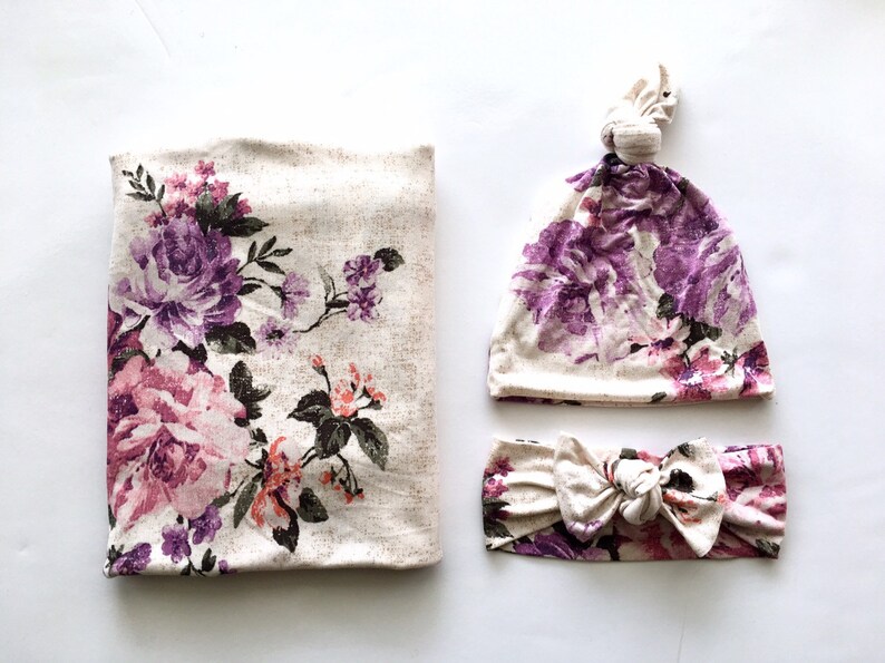 purple floral swaddle