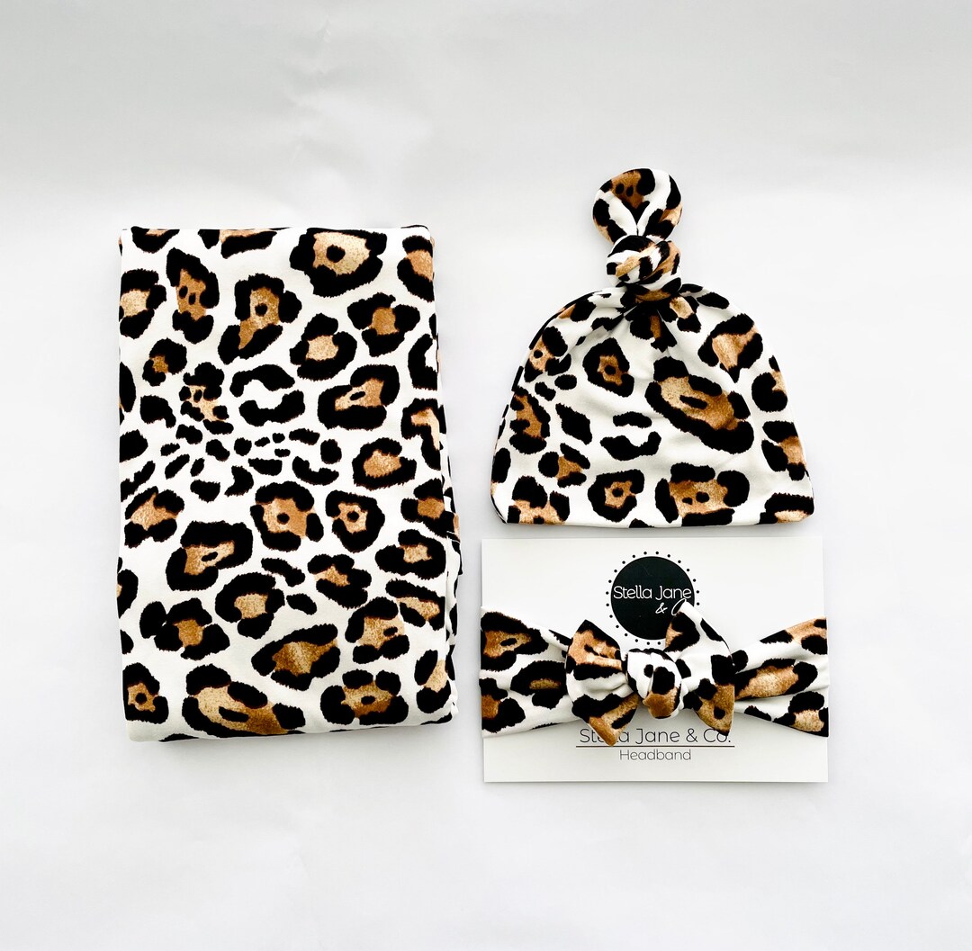 Baby Swaddle ivy Leopard Leopard Baby Hat Baby Headband Etsy