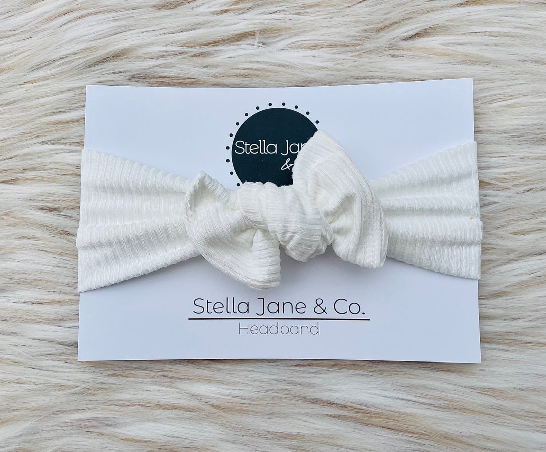Jersey Knot Headband jovi Ribbed Ivory Headband Jersey Bow Etsy