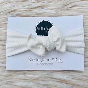 Jersey Knot Headband, “Jovi” Ribbed Ivory Headband, jersey bow headband, green headband, baby girl gift, Holiday headband,baby headwrap