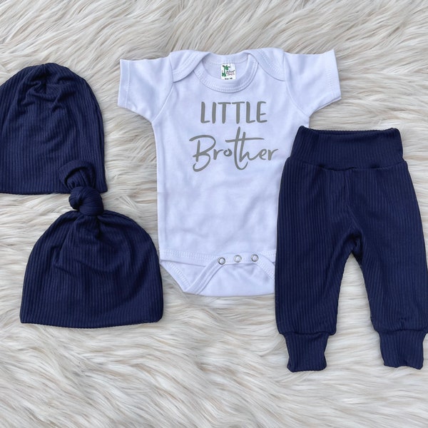 Baby legging, Baby Pant, “Nash” Ribbed Navy, Little Brother Shirt, Boy Pant set, Baby Gift, Take Home Outfit, Baby slouchy ,Gender Neutral