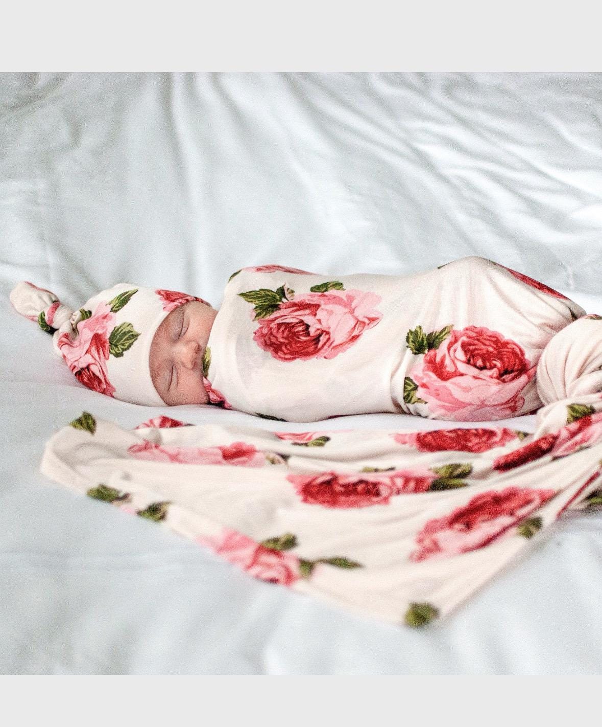 Rose Garden Personalized Swaddle Girl Floral Swaddle