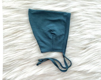 Deep Sea Blue Baby Bonnet: Lightweight Stretchy Pixie Hat (0-3 Months)