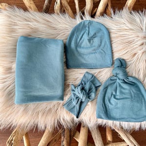 &quot;Baby-Pucktuch, &quot;&quot;Luke&quot;&quot; Hellblauer Swaddle, Knotenhut, Neugeborenen Krankenhaus Decke, Baby Jungen Geschenk, Baby Geschenk, Gender Neutral Swaddle.&quot;