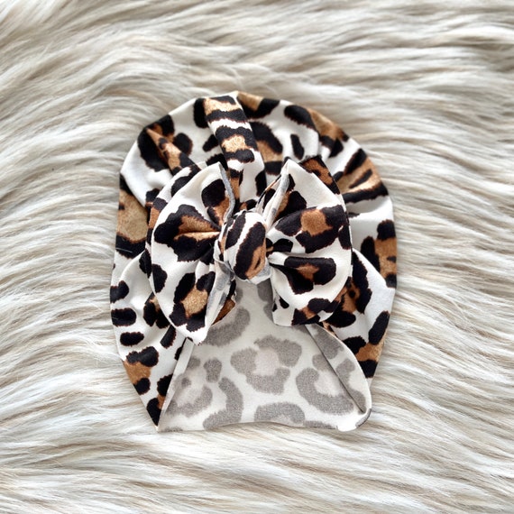 Ivy Leopard Baby Turban: Modern Bow Knot Hat - Etsy display picture 3